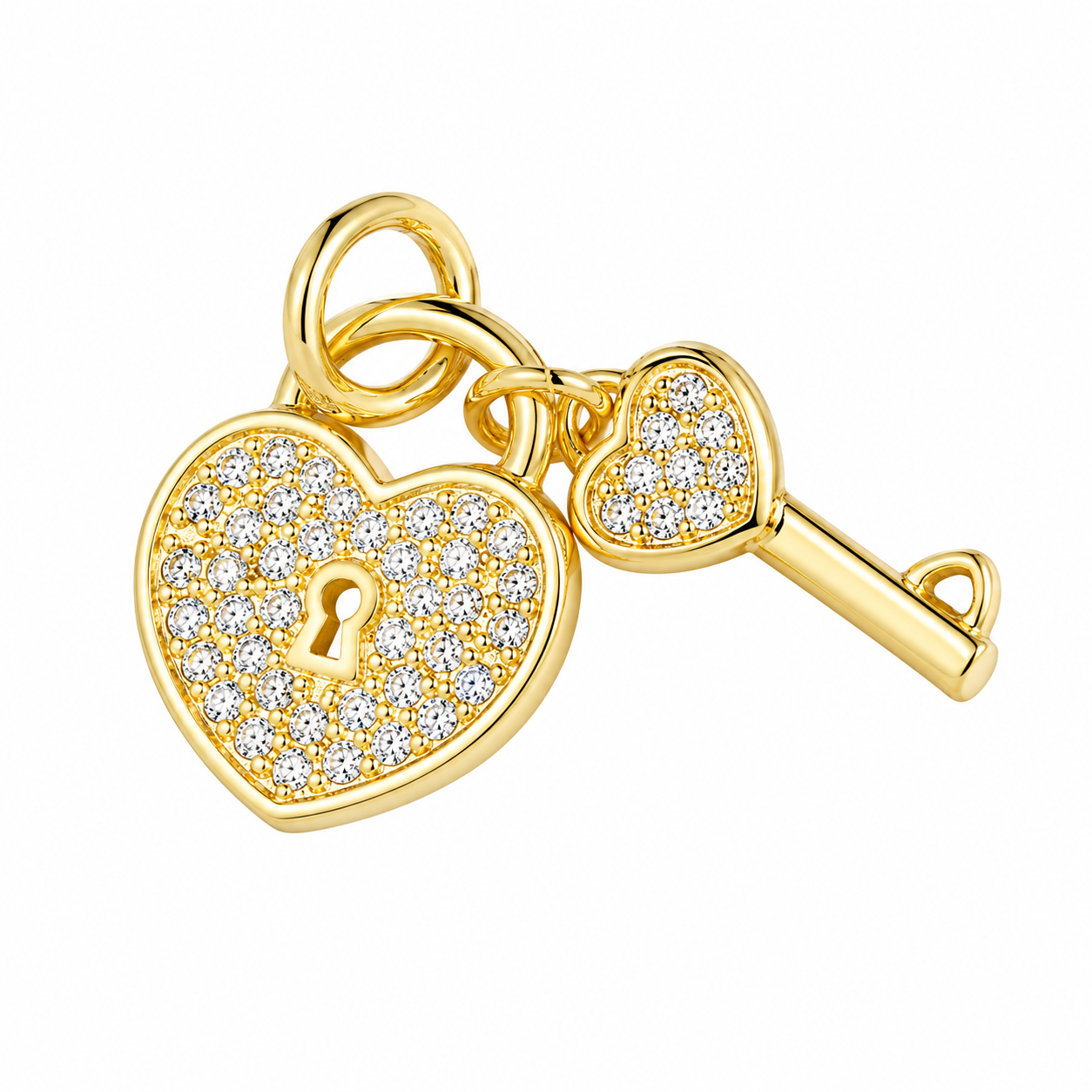 Gold Lock and Key Charm