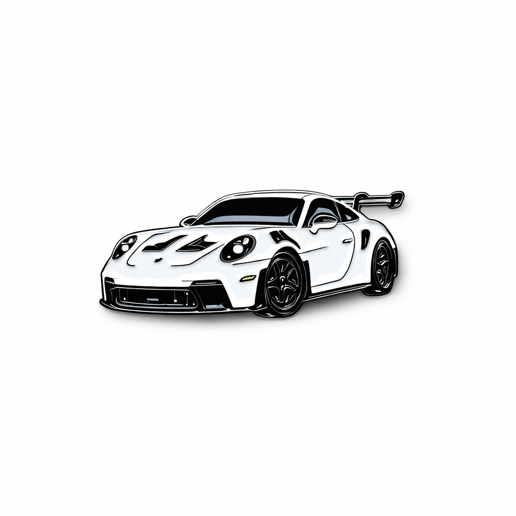 White Sports Car Sticker
